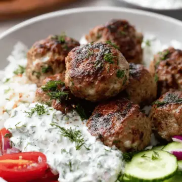 Healthy Greek Turkey Meatballs With Tzatziki