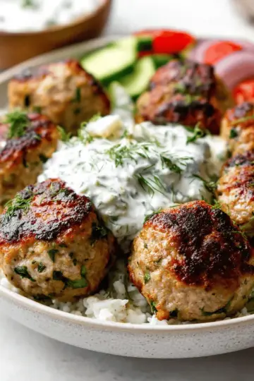 Healthy Greek Turkey Meatballs With Tzatziki