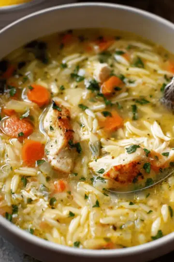 Lemon Chicken Orzo Soup