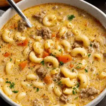 One-Pot Macaroni Cheeseburger Soup – NO VELVEETA!