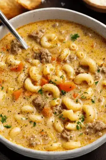 One-Pot Macaroni Cheeseburger Soup – NO VELVEETA!