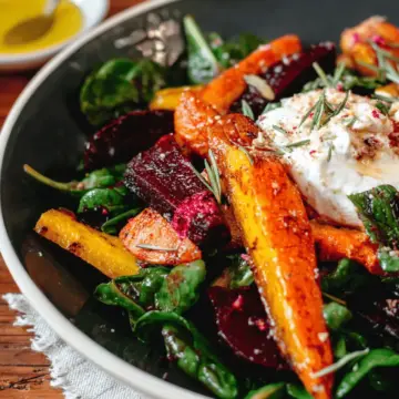 Roasted Beets and Carrots Salad with Burrata