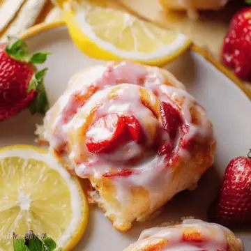 Strawberry Rolls with Lemon Glaze