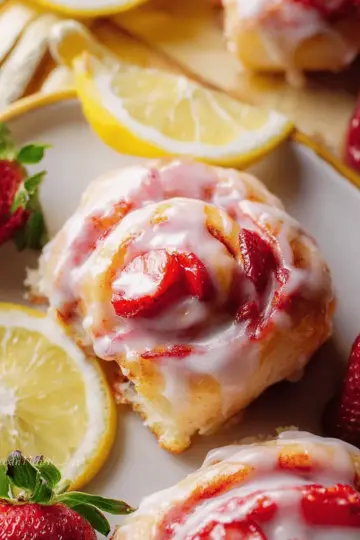 Strawberry Rolls with Lemon Glaze