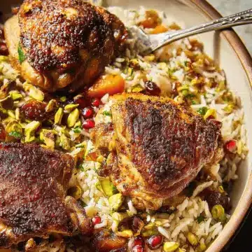 Moroccan-Spiced Chicken and Rice with Dates and Pistachios