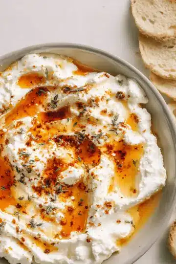 Quick Whipped Ricotta Dip with Hot Honey Appetizer