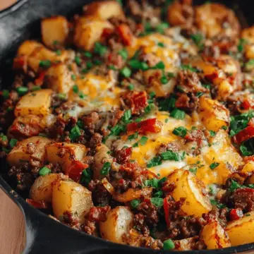 Loaded Ground Beef and Potatoes Skillet