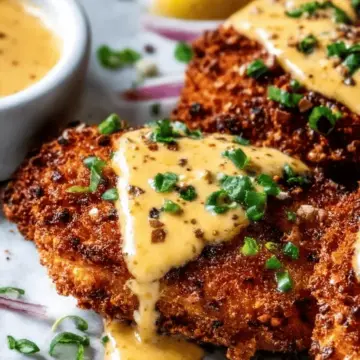 Pretzel Crusted Chicken with Cheddar-Mustard Sauce