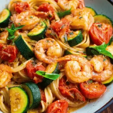 Zucchini Tomato Shrimp Pasta