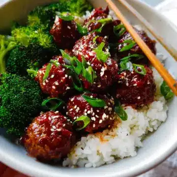 Sticky Mongolian Meatballs and Broccoli (Easy!!)