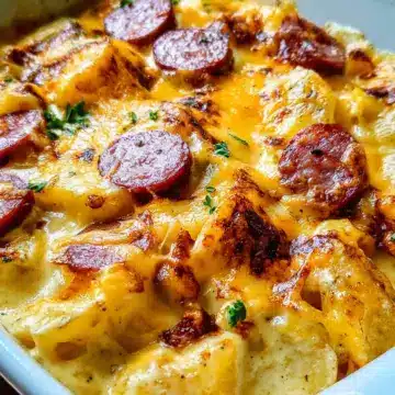 Cheesy Potatoes with Smoked Sausage