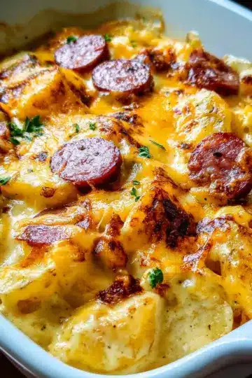 Cheesy Potatoes with Smoked Sausage