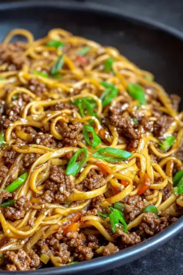 Mongolian Ground Beef Noodles – Easy Griddle or Skillet Recipe