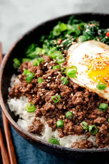 Korean Ground Beef and Rice Bowls