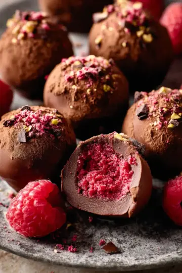Raspberry Dark Chocolate Truffles