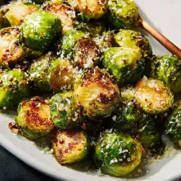 Crispy Smashed Brussels Sprouts with Balsamic & Parmesan