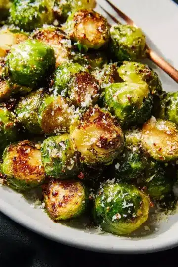 Crispy Smashed Brussels Sprouts with Balsamic & Parmesan