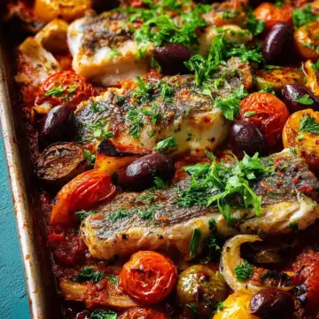Puttanesca fish tray bake
