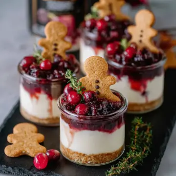 No-Bake White Chocolate Cheesecakes With Mulled Wine Fruit