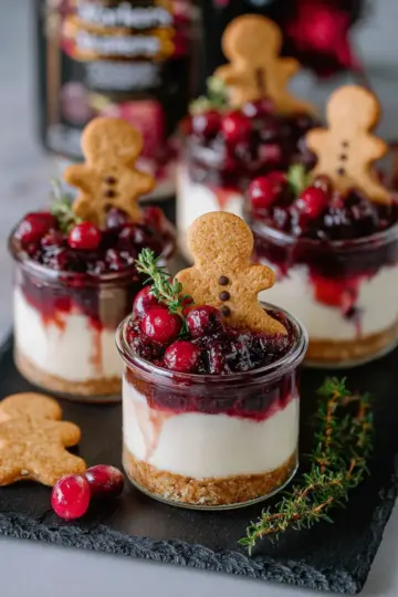No-Bake White Chocolate Cheesecakes With Mulled Wine Fruit