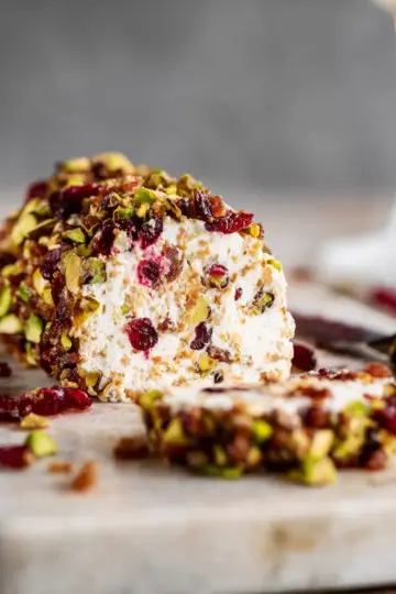 Cheese Log with Cranberries, Pistachios, Bacon and Honey