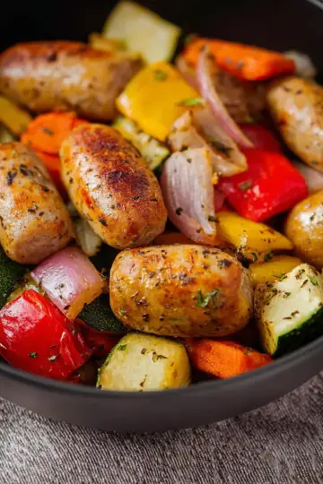 Air Fryer Sausage and Vegetables
