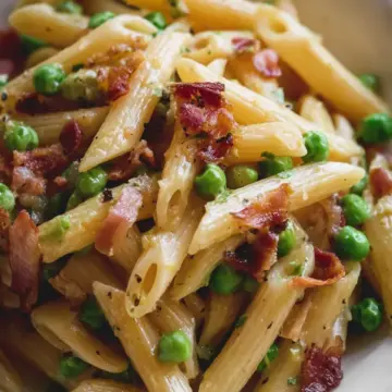 Penne Pasta, Peas and Bacon – Easy & The Best!