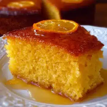 Traditional Greek Orange Cake with Syrup (Portokalopita)