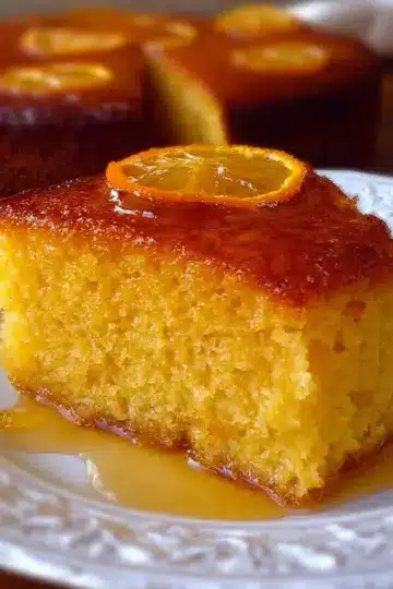Traditional Greek Orange Cake with Syrup (Portokalopita)