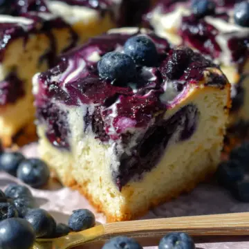 Swirled Vanilla Blueberry Jam Snack Cake.