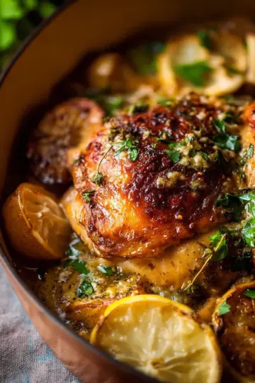 Creamy Lemon and Herb Pot Roasted Chicken