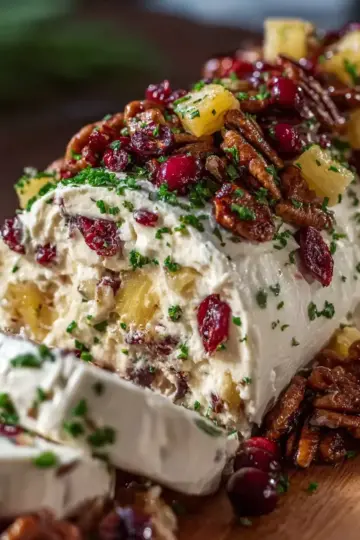 Pineapple Cranberry Holiday Cheese Log: A Sweet & Savory Crowd-Pleasing Holiday Appetizer