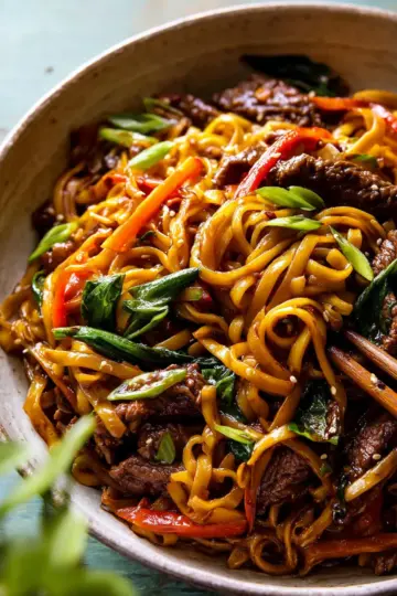 20 Minute Korean Beef Sesame Noodles.