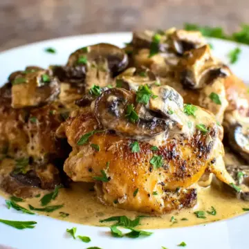 Creamy Garlic and Mushroom Chicken Thighs