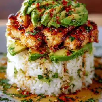Honey Lime Chicken & Avocado Rice Stack