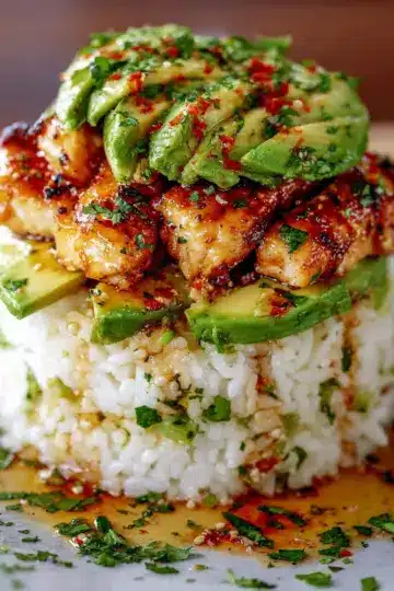 Honey Lime Chicken & Avocado Rice Stack