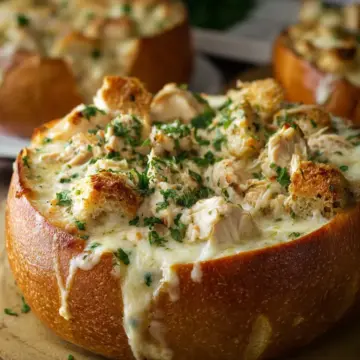 Irresistible Chicken Alfredo Garlic Bread Bowls