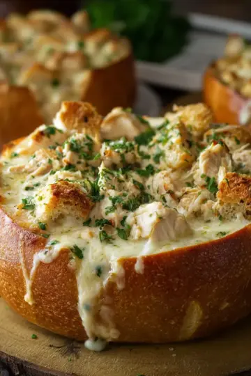 Irresistible Chicken Alfredo Garlic Bread Bowls